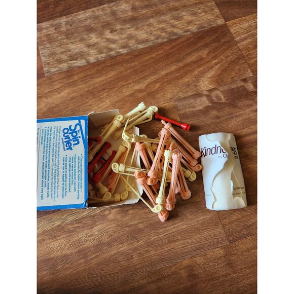 Vintage Toni Spin Curler Assortment 41 rods pink white blue with box and papers - Picture 7 of 7